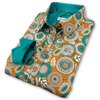 Grenouille Ladies Teal & Orange 60s Style Floral Print Shirt