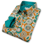 Grenouille Ladies Teal & Orange 60s Style Floral Print Shirt