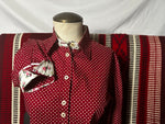 Grenouille Ladies Long Sleeve Dark Red Cotton Polkadot Shirt