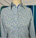 Grenouille Long Sleeve Blue Stripe Shaped Fit Shirt
