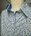 Grenouille Long Sleeve Blue Stripe Shaped Fit Shirt