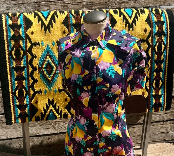 Grenouille Long Sleeve Lavender & Lemon Black Print Shirt
