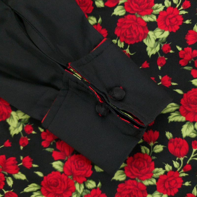 Grenouille Ladies Black & Red Rose Western Shirt