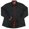 Grenouille Black Shirt with Red Rose Accent Details
