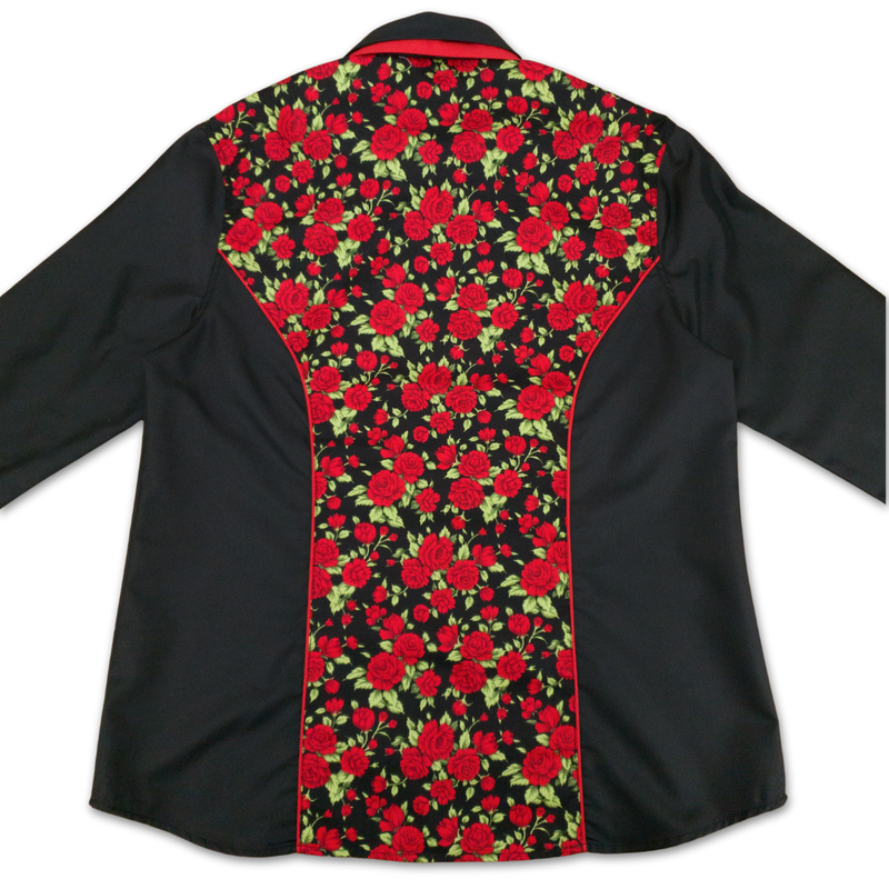 Grenouille Ladies Black & Red Rose Western Shirt