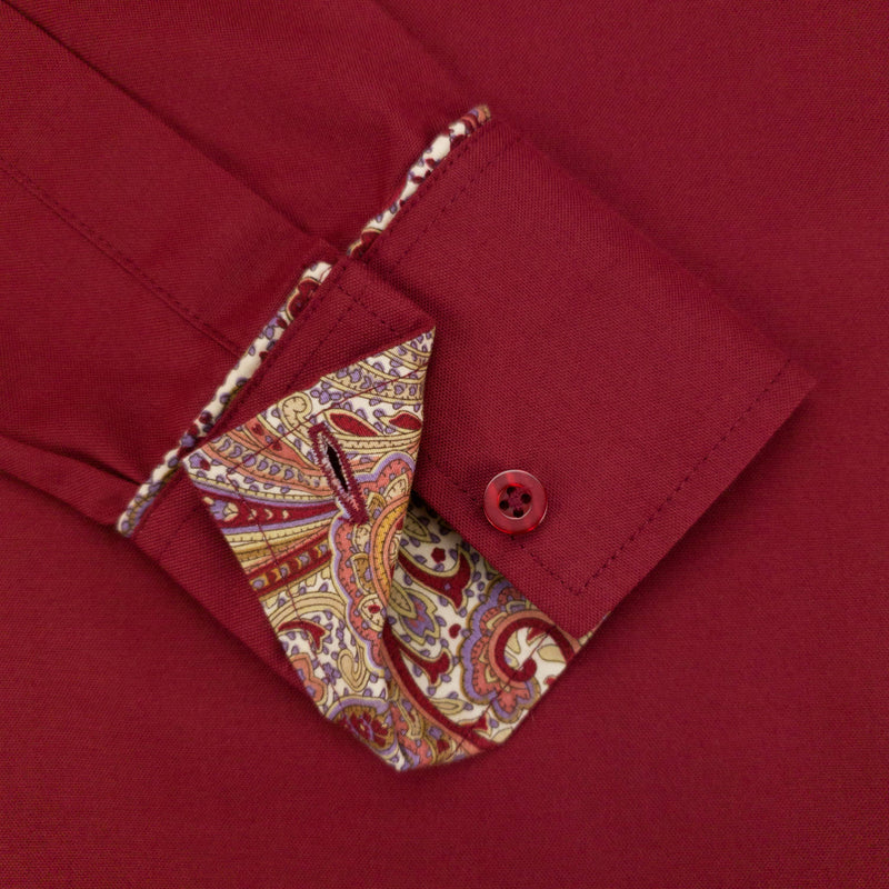 Grenouille Maroon Oxford Shirt with Maroon Paisley Accents