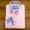 Grenouille Ladies Long Sleeve Pink Blue Oxford Shirt