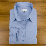Grenouille Ladies Long Sleeve Blue Cotton Oxford Shirt
