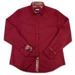 Grenouille Maroon Oxford Shirt with Maroon Paisley Accents