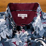 Grenouille Ladies Slate Blue & Maroon Leaves Print Shirt