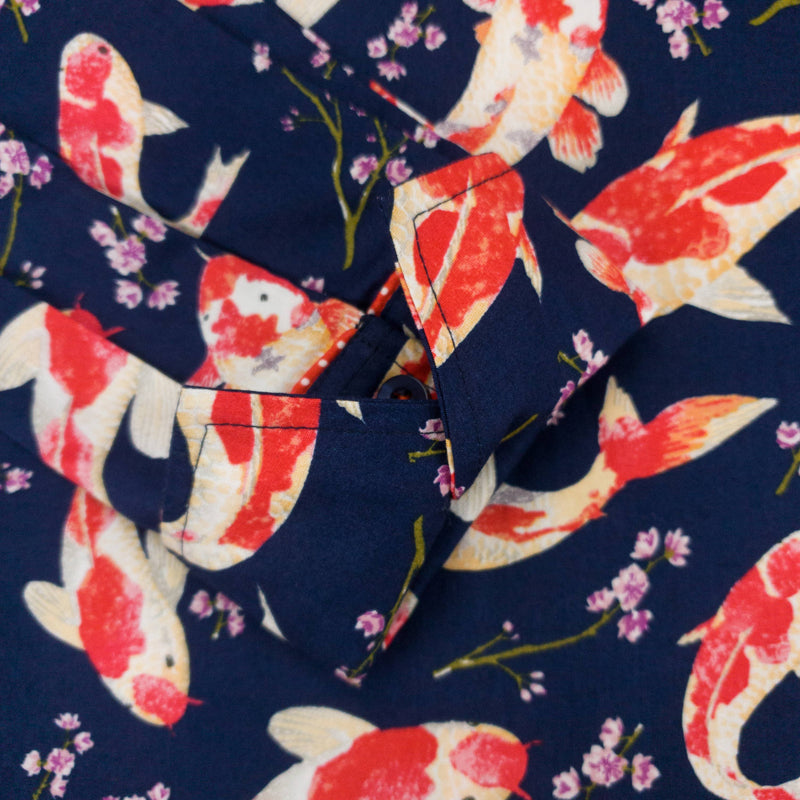 Grenouille Ladies Long Sleeve Navy Koi Print Shirt