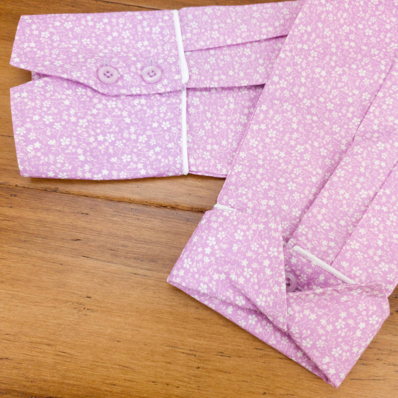 Grenouille Long Sleeve Pale Lilac and White Floral Shirt