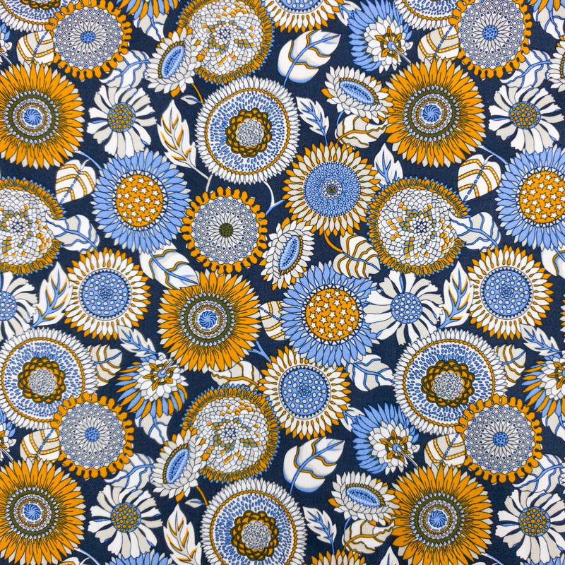 Grenouille Ladies Navy & Gold 60s Style Floral Print Shirt