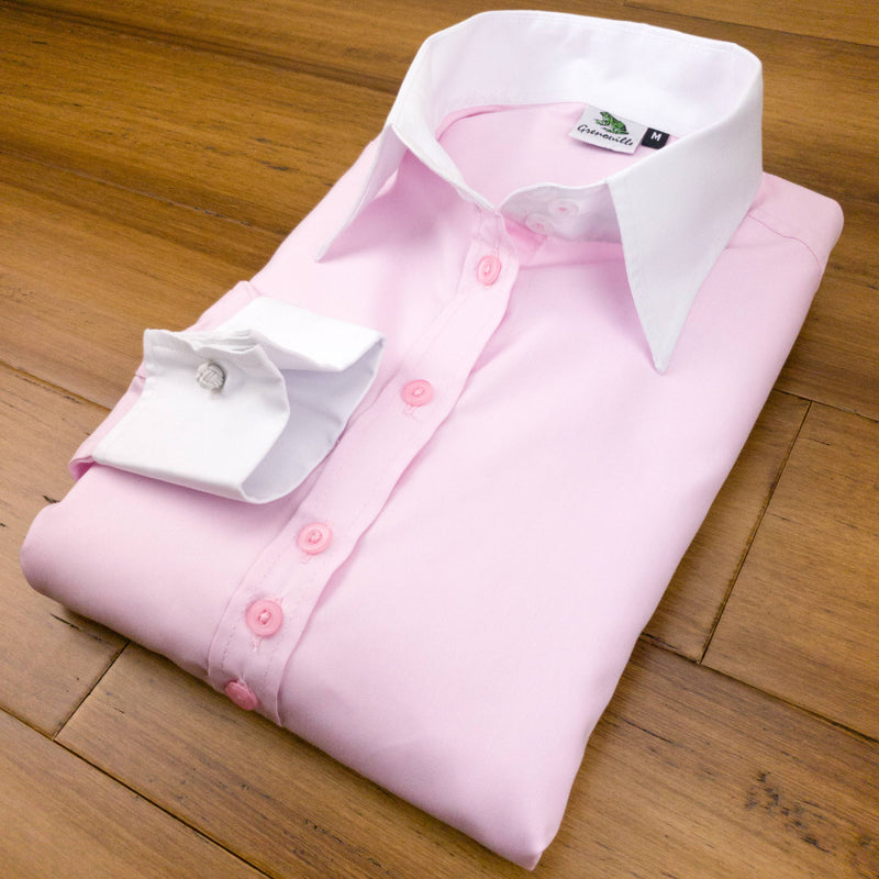Grenouille Ladies Two Button Collar French Cuff Pink Shirt
