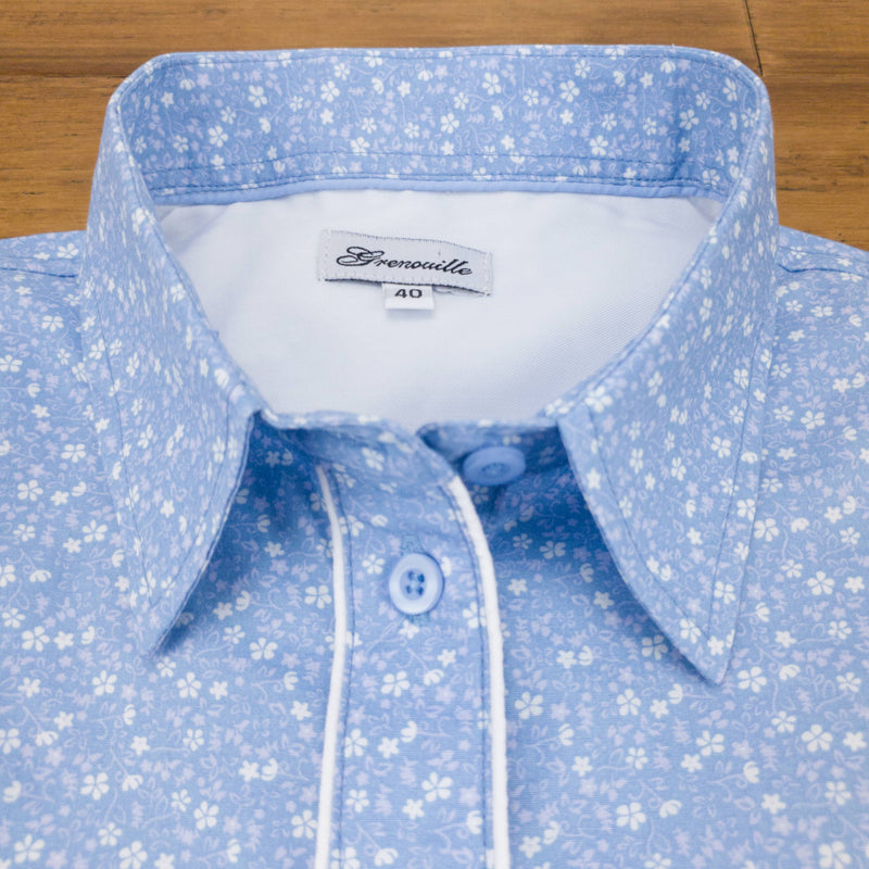 Grenouille Long Sleeve Pastel Blue & White Floral Shirt