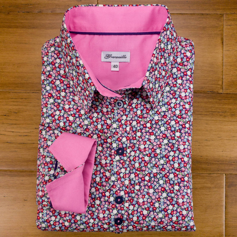 Grenouille Ladies Pink, Blue and Red Floral Print Shirt