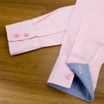 Grenouille Ladies Long Sleeve Pink Blue Oxford Shirt