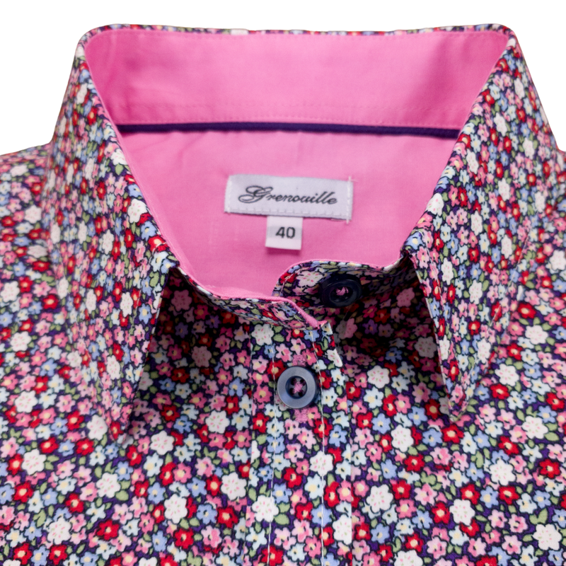Grenouille Ladies Pink, Blue and Red Floral Print Shirt