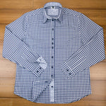 Grenouille Long Sleeve Navy Check Easy Care Shirt