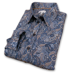 Grenouille Ladies Blue & Beige Paisley Print Shirt