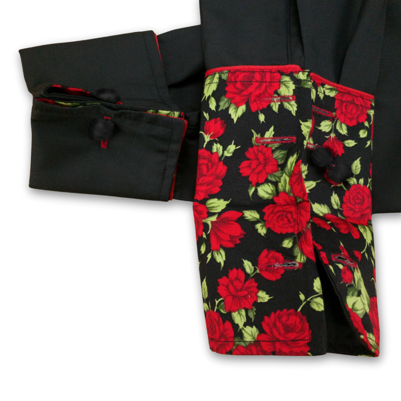 Grenouille Ladies Black & Red Rose Western Shirt