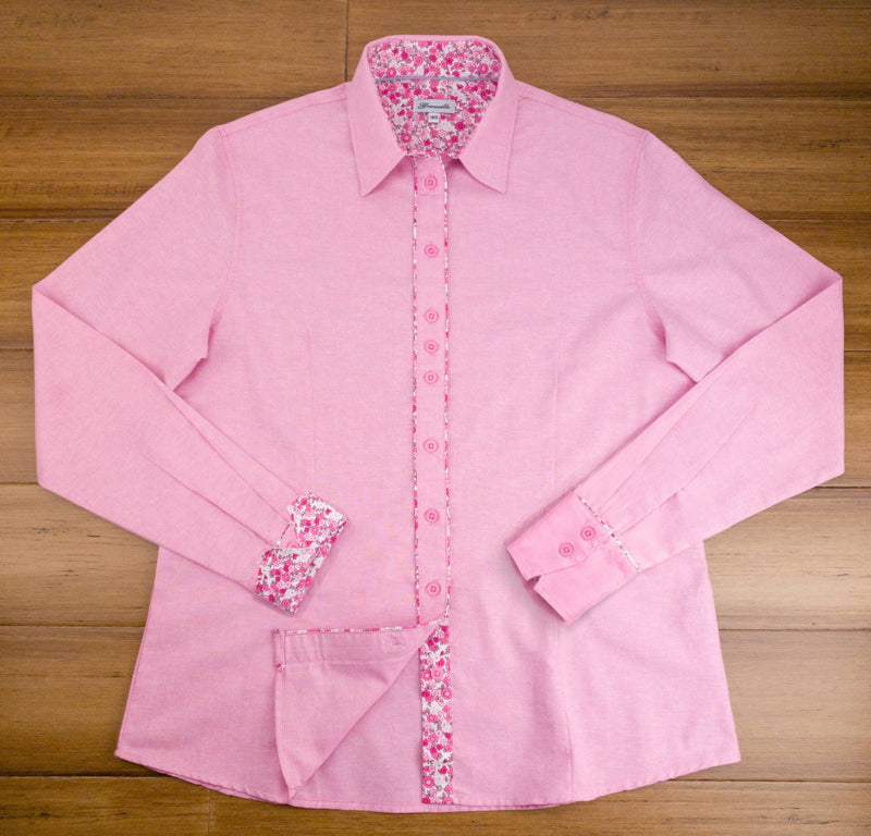 Grenouille Dark Pink Shirt with Pink & Grey Floral Accents