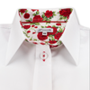 Grenouille White Shirt with Red Rose Accent Details
