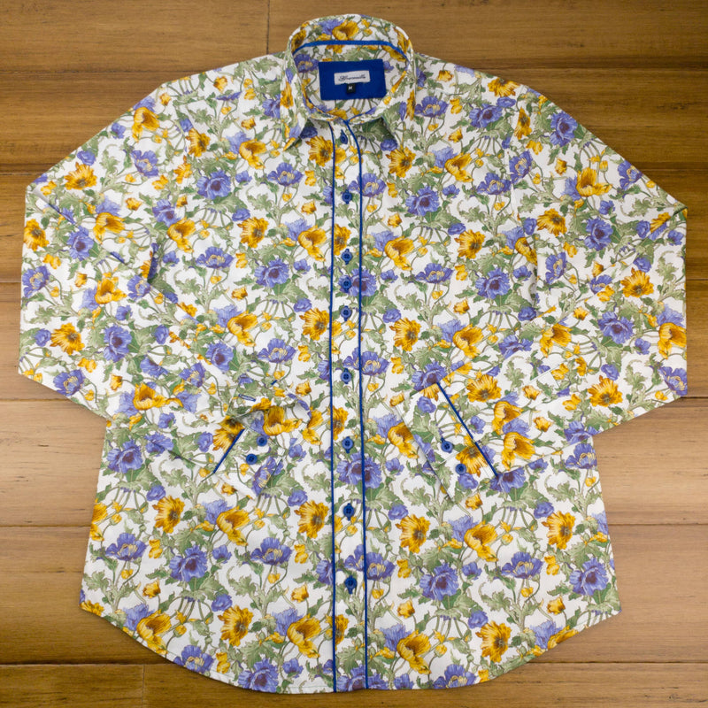 Grenouille Ladies Blue & Yellow Anemone Flower Shirt