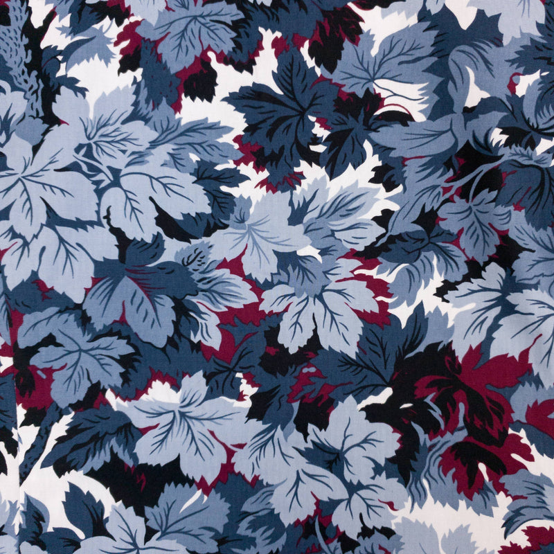 Grenouille Ladies Slate Blue & Maroon Leaves Print Shirt