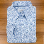 Grenouille Ladies Long Sleeve Blue Abstract Pattern Shirt