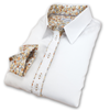 Grenouille White Shirt with Beige & Grey Floral Accents