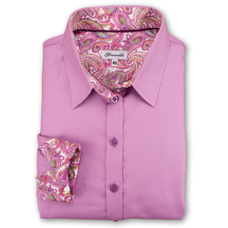 Grenouille Lavender Pink Shirt with Pink Paisley Details