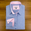 Grenouille Ladies Long Sleeve Blue Pink Oxford Shirt