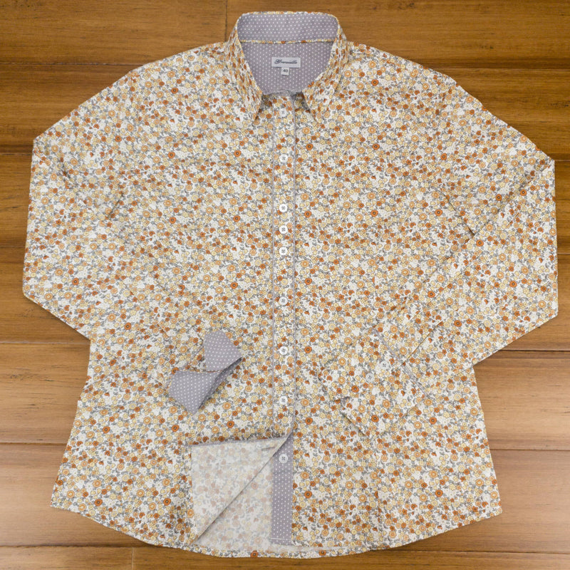 Grenouille Ladies Beige, Cream & Grey Floral Print Shirt