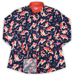 Grenouille Ladies Long Sleeve Navy Koi Print Shirt