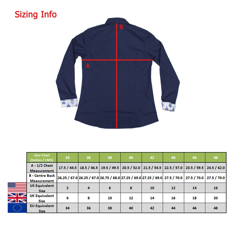 Grenouille Ladies Long Sleeve Navy Cotton Polkadot Shirt
