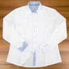Grenouille White Shirt with Blue Abstract Print Detail