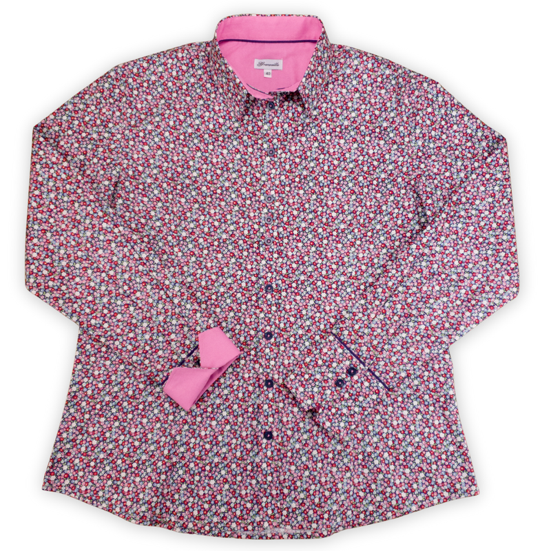 Grenouille Ladies Pink, Blue and Red Floral Print Shirt