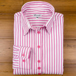 Grenouille Cerise Pink Butcher Stripe Shaped Fit Shirt