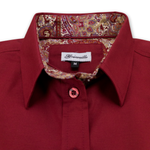 Grenouille Maroon Oxford Shirt with Maroon Paisley Accents