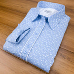 Grenouille Long Sleeve Pastel Blue & White Floral Shirt