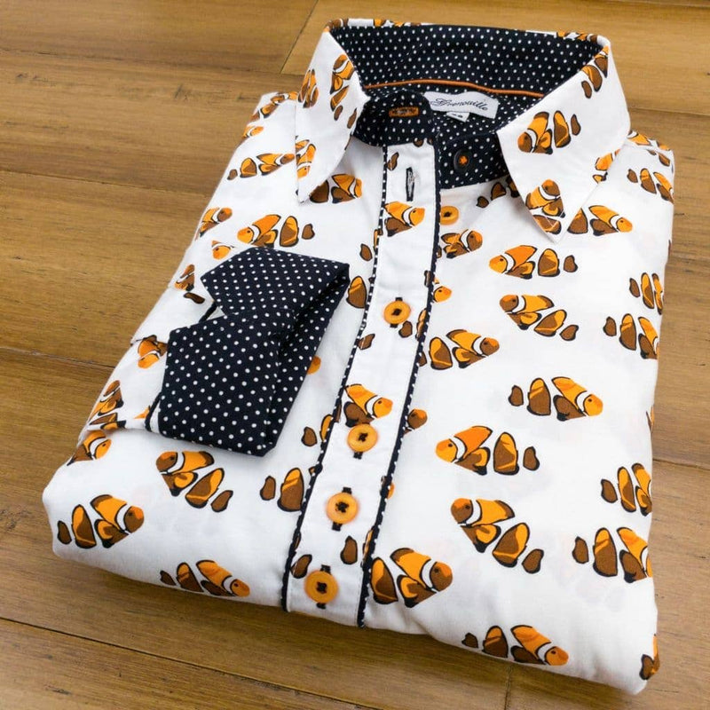 Grenouille Ladies Long Sleeve Clown Fish Print Shirt