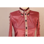 Ladies Small Rose Day Shirt w/ Stunning Sleeve, Collar, and Placket Detail