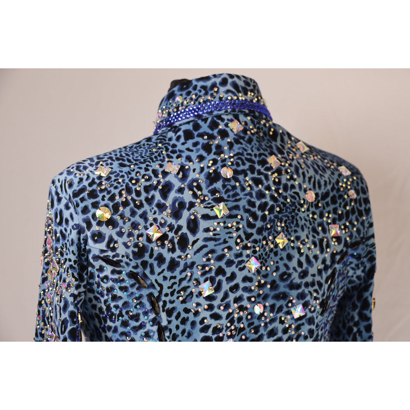 Ladies XL Blue Leopard Print Shirt