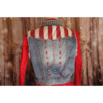 Ladies Medium Patriotic Denim Ranch Vest w/ Silver and Red Accents