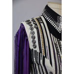 Ladies Small Black, Cream, Gold, and Purple Bolero Vest by JLSA