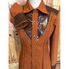 Ladies Small Shirt with Rust Base and Gold and Chocolate Accents