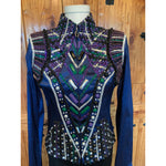 Ladies Large Navy, Emerald, and Silver Show Jacket